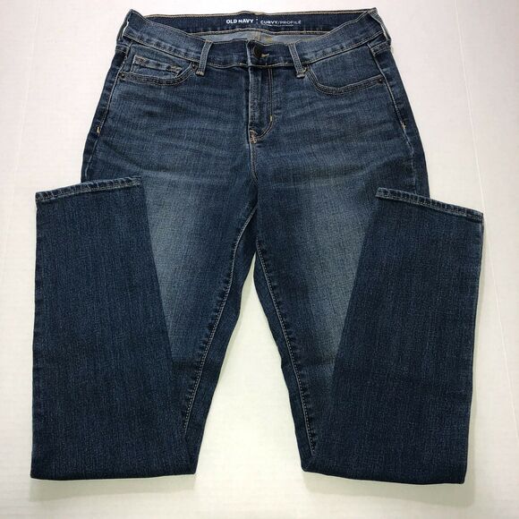 Old Navy Womens Jeans Curvy Mid Rise Skinny Denim Blue Jeans Sz 4 Short Med Wash - Picture 6 of 9